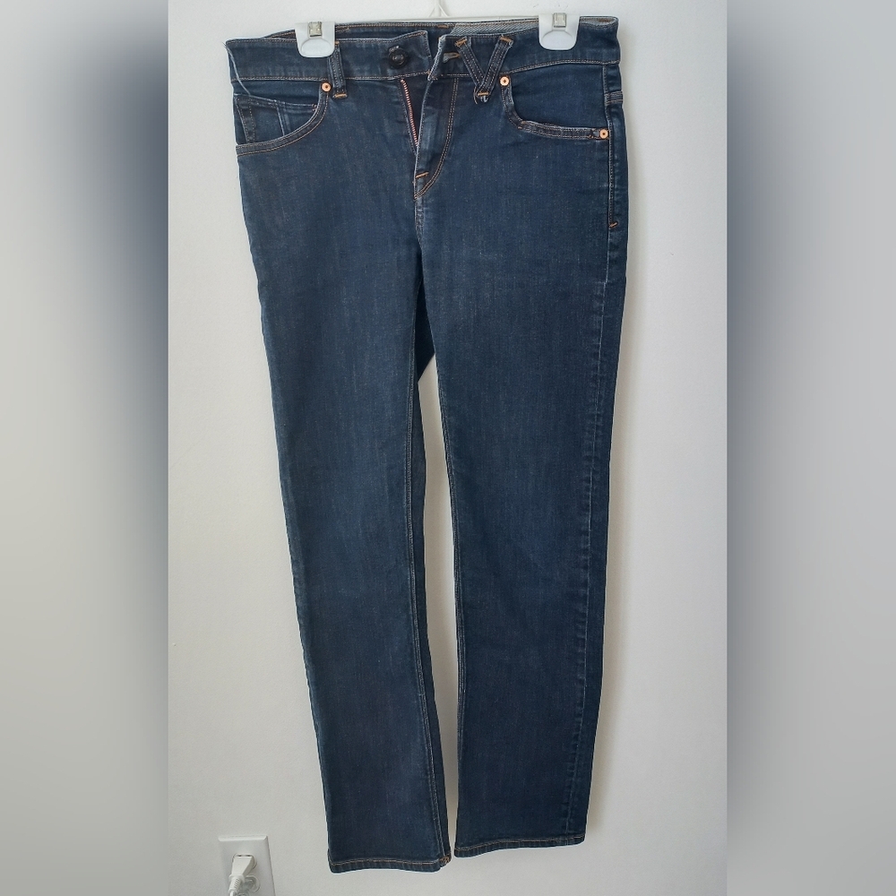 Volcom Women's Solver Modern Straight Dark Blue Denim Jeans Size 30 US